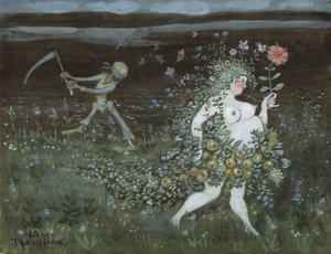 アロセニウス、イヴァル（1878-1909）の『La Vie et la Mort - Life and Death』（生と死）。水彩画、ガッシュ、紙 作： Ivar Axel Henrick Arosenius