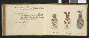 Iver Nielssøn HirtzholmによるInsignia quædam virorum illustrium in Norvegia quodam habitantiumというタイトルで、国立図書館の個人資料から引用されたイラスト。 作： Iver Hirtzholm