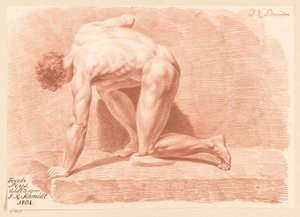 ひざまずく男性ヌード、側面図（2等賞1804）