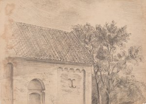 木々のある教会建築 作： J.A. Jerichau (II)