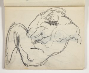 横になっている裸の男性または女性の姿。 おそらく古典彫刻の後に研究する 作： J.A. Jerichau