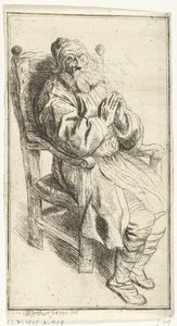 肘掛け椅子に座っている老人 作： J.B. Bernaert