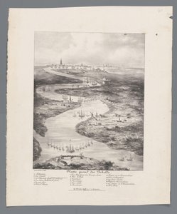 フォート バースからアントワープまでのスヘルデのコース、1832 年 スヘルデの地図 (オブジェクトのタイトル) 作： J.B. Clermans