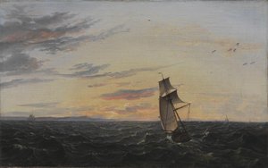 海景。 夕暮れのリューゲン島の海岸 作： Johan Christian Dahl