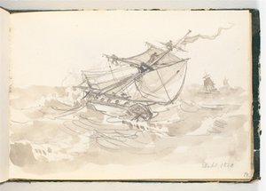 公海上の 3 つの帆船 作： Johan Christian Dahl