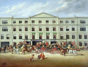 プラウインの外の馬の乗り換え、チェルトナム、1870 作： J.C. Maggs