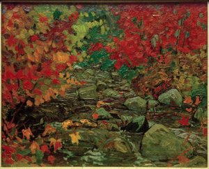 秋の紅葉、バチェワナの木 作： J.E.H. MacDonald