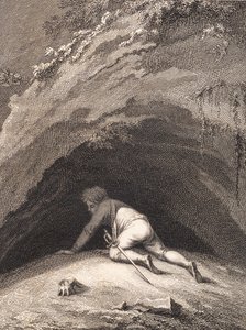 殴られたニールス・クリムが洞窟に潜り込む 作： J.F. Clemens