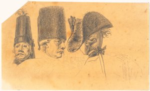 スティックの 3 つの頭の準備: ポツダムでのレビューの後、家に帰るフリードリヒ大王 作： J.F. Clemens