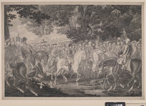 フリードリヒ大王、ポツダムでのレビューの後、家に帰る 作： J.F. Clemens