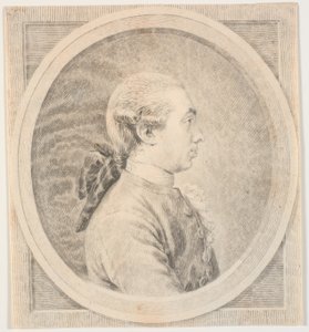 男性の肖像画。 左のプロフィール 作： J.F. Clemens