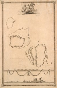 Christiansø の地図のタイトル ビネットと目論見書 作： J.F. Clemens