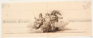 Christiansø の地図のタイトル ビネットと目論見書の下書き 作： J.F. Clemens