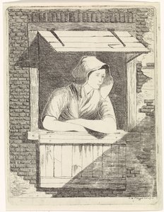 開いている窓の女性 作： J.H. Pluygers