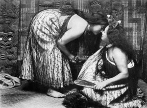 ホンギ・マオリの挨拶、1908～1909年。 作： JL Martin