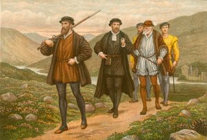 ダンディーでの暗殺未遂後、ジョージウィシャートの前で剣を携えたジョンノックス 作： J.M.L. Ralston