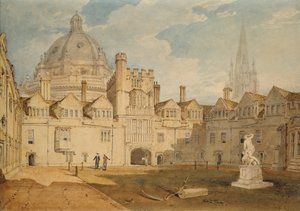 オックスフォードのブレゼン・ノーズ・カレッジ・クアドラングルの内側からの眺め、1803-1804年 作： Joseph Mallord William Turner