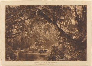 アイザクスとヘスペリエ、1819 年に出版。 作： Joseph Mallord William Turner