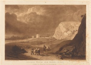 1811年に出版されたサセックス州ベックスヒル近郊のマーテロタワーズ。 作： Joseph Mallord William Turner