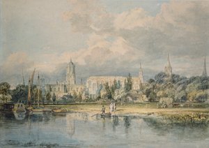 1798-1799年、牧草地からクライストチャーチなどを望む南側の風景 作： Joseph Mallord William Turner