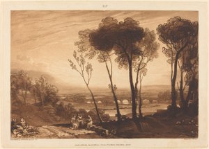 1808年に出版された「The Bridge in Middle Distance」。 作： Joseph Mallord William Turner