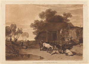 1808年に出版された『ストロー・ヤード』。 作： Joseph Mallord William Turner