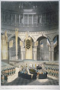 ロンドン市セント・ポール大聖堂でのネルソン卿の埋葬式、1806年 作： JR Hamble