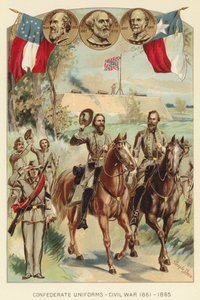 南部連合軍の軍服、南北戦争1861-1865年（カラーリトグラフ 作： J. (after) Steeple Davis