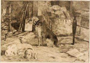 囲炉裏の犬 No. 作： J. Alden Weir