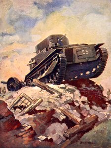 第一次世界大戦の戦車（カラーリトグラフ 作： J. Allen (after) Shuffrey