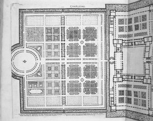 シャルルヴァルの庭園（1570年代に出版された「フランスの最も美しいバスティメント」より）（彫刻 作： J. Androuet  Ducerceau