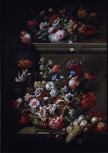 花の静物画（油彩・キャンバス 作： J B and Bogdany Jakob Monnoyer