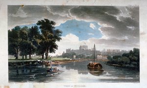 テムズ川からのウィンザーの眺め、バークシャー、c1820 作： J Bluck