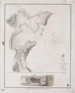 ロードス島I.アーキペリゴ、ポート・リンド、トーマス・グレイブス船長測量、HMS「ビーコン」1842年 作： J. & C. Walker
