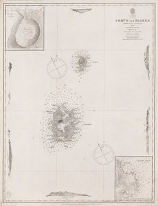 アゾレス諸島コルボとフローレス。1844年A.T.Eビダル少佐R.N.による測量。