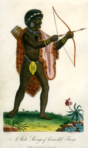 テラデルフエゴの男性の野蛮人、1795年。 作： J. Chapman