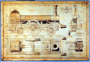 スティーブンソンの「ロングボイラー」機関車、1841年 作： J. Farley