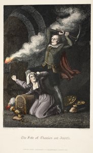 パブ、オールドセントポールズからのチャウレスとジュディスの運命。 1847年（手描きの彫刻） 作： J. Franklin