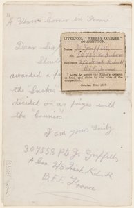1917年のリバプールウィークリークーリエのコンテスト編集者への手紙