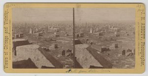 1871年のシカゴ火災後のウォータータワーから北西のビューの立体写真 作： J. H. Abbott