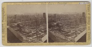1871年のシカゴ火災後のウォータータワーから南西のビューの立体写真 作： J. H. Abbott