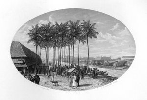 バタビア、ジャワ、オランダ領東インド諸島の設立、1619年、c1870。 作： J. H. Rennefeld