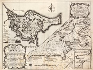 ケープ・ブレトン、ルイスバーグの都市と港の平面図 作： J. Hinton