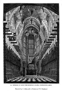 ヘンリー7世の礼拝堂の内部、ウェストミンスター寺院、1843年 作： J. Jackson