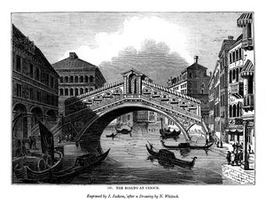 1843年、ヴェネツィアのリアルト 作： J. Jackson