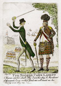 「現代のカインズの嘆き」、1798年。 作： J Kay
