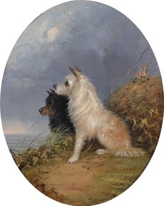 ビーチで2匹の犬 作： J. Langlois