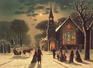 クリスマスイブ、パブ。 J.フーバーと息子、1878年 作： J. Latham