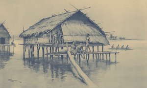 ニューギニアの海の村 (litho) 作： J. Macfarlane