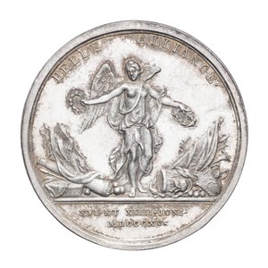ウェリントン公爵とフィールドマーシャルフォンブリューチャー1815年、1815年頃を記念するメダル（シルバー） 作： J. N. Lang